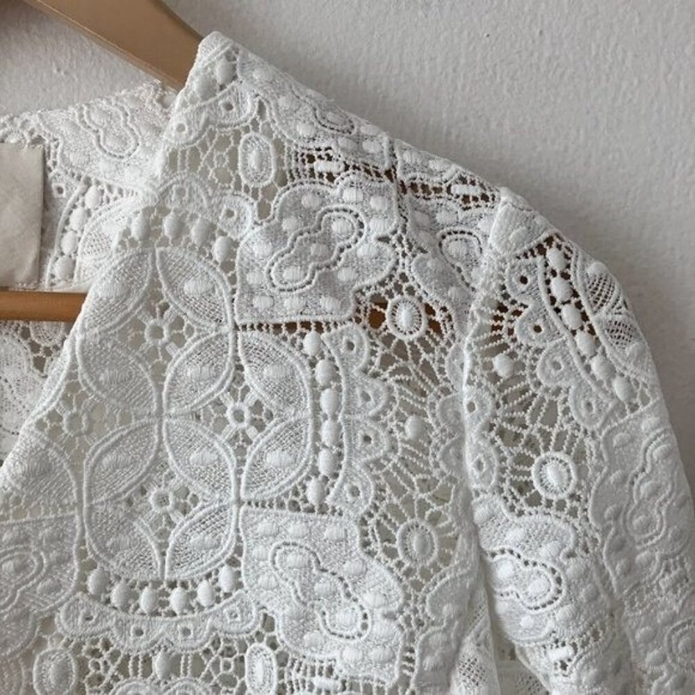 Maje Vimani Lace Embroidered Jacket in White - Picture 4 of 7